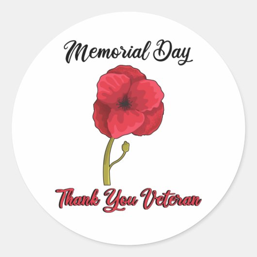 Veterans Day Pride USA Memorial Day Poppy Ronde Sticker (Voorkant)