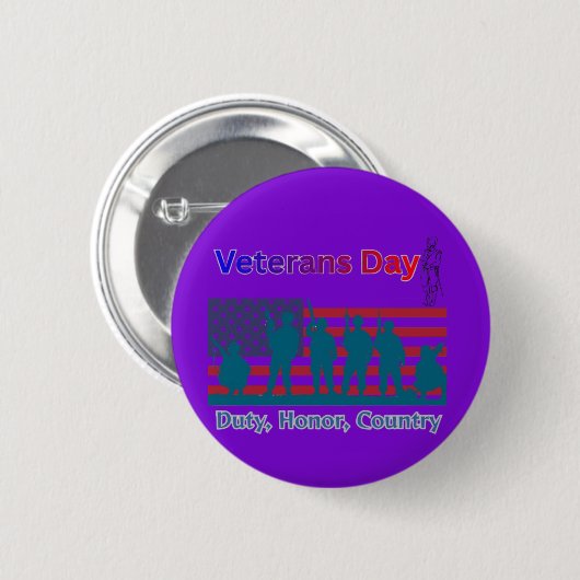 Veterans day purple ronde button 5,7 cm (Voorkant /achterkant)