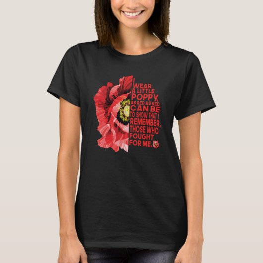 Veterans Day Red Poppy I wear a poppy T-shirt (Voorkant)