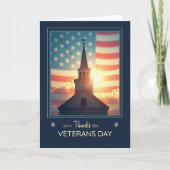 Veterans Day Religious Thanks Church Steeple Flag Kaart (Voorkant)