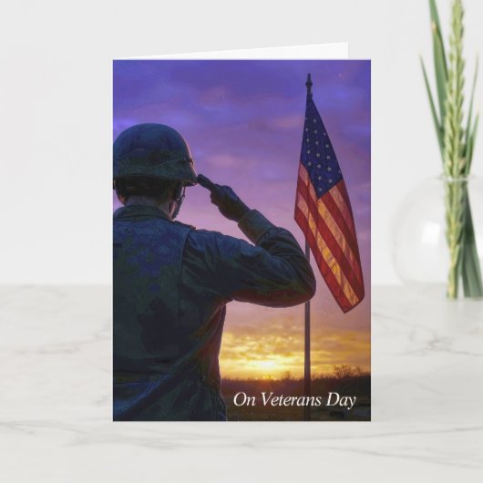 Veterans Day Saluerende Amerikaanse Soldaat Kaart (Voorkant)
