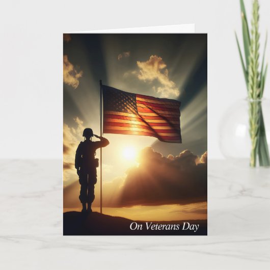 Veterans Day Saluting Amerikaanse soldaat Kaart (Voorkant)