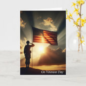 Veterans Day Saluting Amerikaanse soldaat Kaart (Gele Bloem)