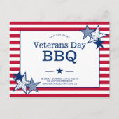 Veterans Day Stars Stripes Modern Patriotic BBQ Uitnodiging Briefkaart (Voorkant)