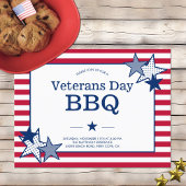 Veterans Day Stars Stripes Modern Patriotic BBQ Uitnodiging Briefkaart