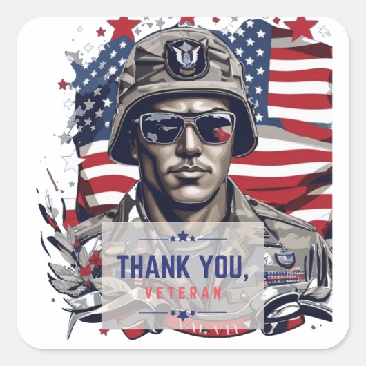 Veterans Day Valor - In dankbaarheid en respect Vierkante Sticker (Voorkant)