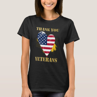 Veterans Day with American flag for Men Dad Women  T-shirt