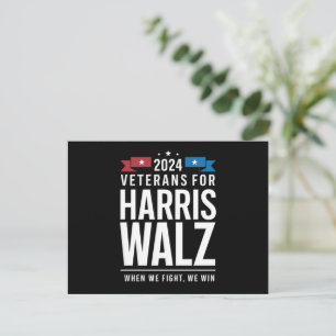 Veterans For Harris Walz 2024 presidents- Briefkaart