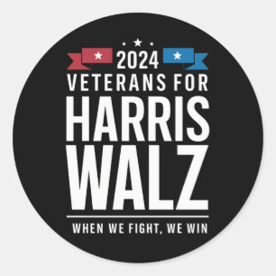 Veterans For Harris Walz 2024 Presidentsverkiezing Ronde Sticker