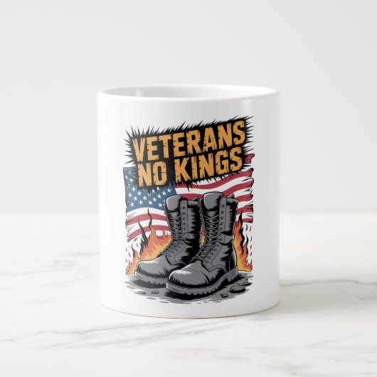 Veterans No Kings USA Flag Grote Koffiekop (Voorkant)