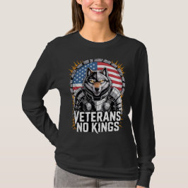 Veterans No Kings Wolf Design for Proud Military T-shirt