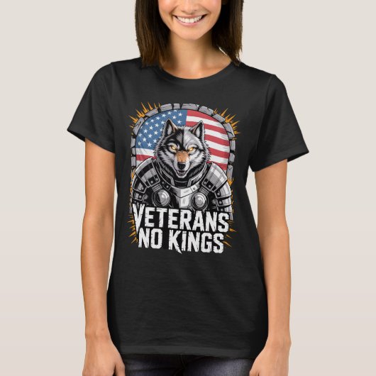 Veterans No Kings Wolf Design for Proud Military T-shirt (Voorkant)