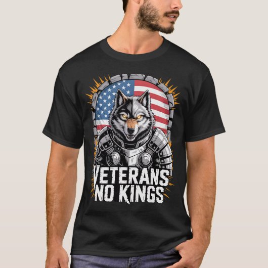 Veterans No Kings Wolf Design for Proud Military T-shirt (Voorkant)