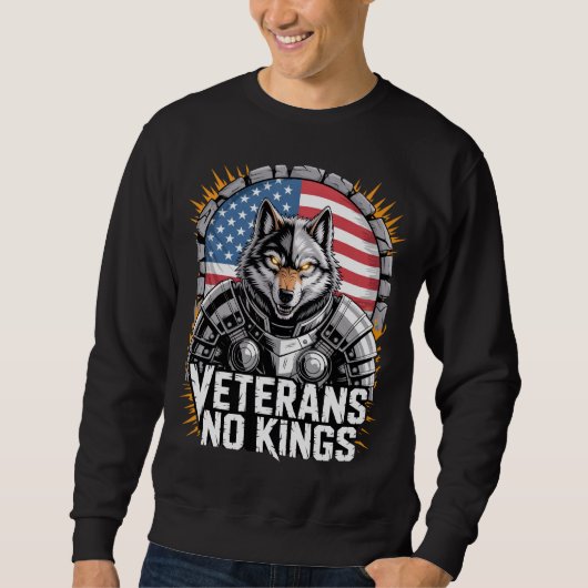 Veterans No Kings Wolf Design for Proud Military Trui (Voorkant)