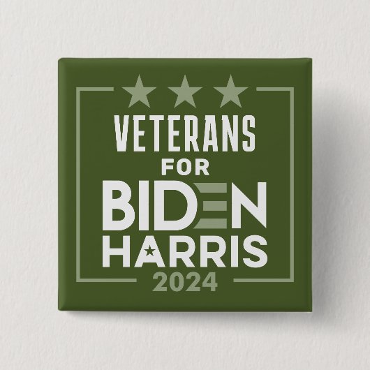 Veterans Olive Green voor Biden Harris - 2024 Vierkante Button 5,1 Cm (Voorkant)