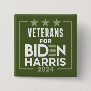 Veterans Olive Green voor Biden Harris - 2024 Vierkante Button 5,1 Cm