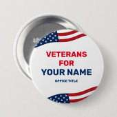 Veterans voor Custom Candidate Name Campaign Butto Ronde Button 7,6 Cm (Voorkant /achterkant)