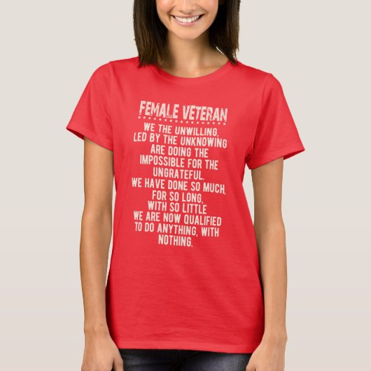 Veteranvrouwen in vrouw onwillige vrouwen t-shirt (Voorkant)