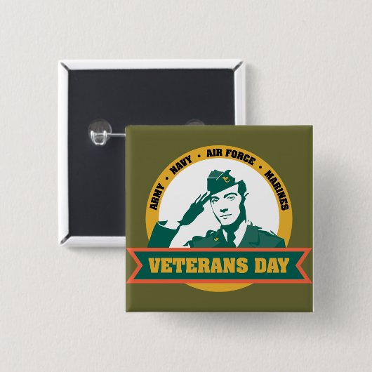 Veterens Dag Vierkante Button 5,1 Cm (Voorkant /achterkant)