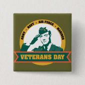 Veterens Dag Vierkante Button 5,1 Cm (Voorkant)