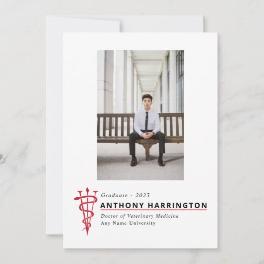 Veterinair Afstuderen Black Red Aankondiging (Voorkant)