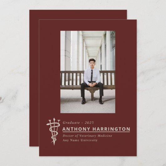 Veterinair Afstuderen Garnet Gold Aankondiging (Voorkant / Achterkant)