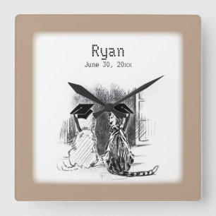 Veterinair Afstuderen, honden en katten, vierkante Klok