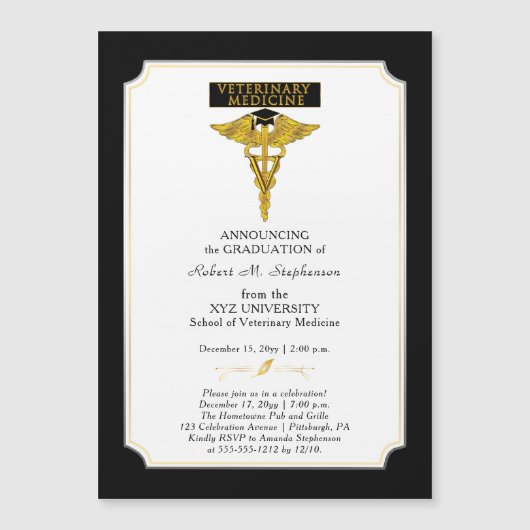 Veterinair Afstuderen Magnetische Uitnodiging (Voorkant)