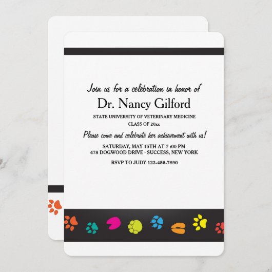 Veterinair Afstuderen Uitnodiging (Voorkant / Achterkant)