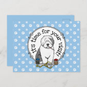 Veterinair bezoek Herinder Oude Engelse Sheepdog Briefkaart (Voorkant / Achterkant)