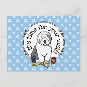 Veterinair bezoek Herinder Oude Engelse Sheepdog Briefkaart