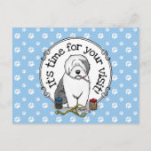 Veterinair bezoek Herinder Oude Engelse Sheepdog Briefkaart (Voorkant)