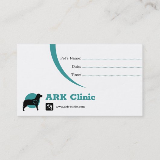 Veterinair Clinic | Info Afsprakenkaartje (Achterkant)