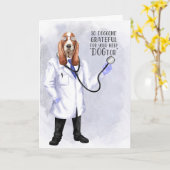 Veterinair dank Funny Hound Dog Doctor Kaart (Gele Bloem)