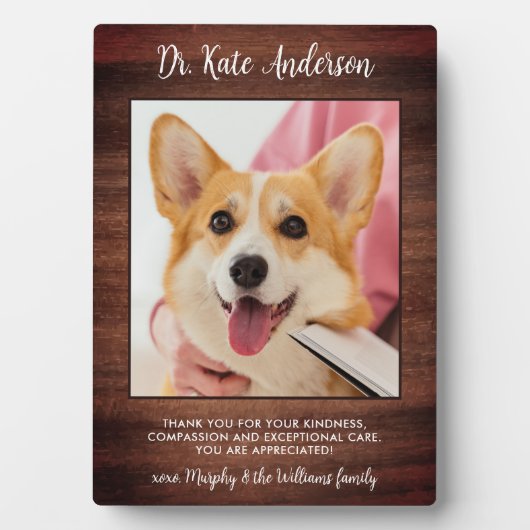 Veterinair Dank u Aangepaste Pet Dog Foto Rustic Fotoplaat (voorkant)