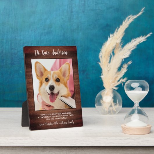 Veterinair Dank u Aangepaste Pet Dog Foto Rustic Fotoplaat (Zijkant)