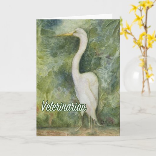 Veterinair Dank U kaart Egret Bird Wilderness (Gele Bloem)