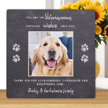 Veterinair Dank u, veterinair foto Fotoplaat<br><div class="desc">Zeg 'Dank je' tegen je geweldige dierenarts met een schattige persoonlijke foto van de hond. Je bent de dierenarts..iedereen wil dat ze dat hadden!" Personaliseer de naam van het huisdier en zijn favoriete foto. Deze veeartsenijkundige appreciatie cadeau zal een schat in het belang zijn. COPYRIGHT © 2020 Judy Burrows, Black...</div>