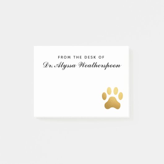 Veterinair Faux Gold Foil Pawprint Personated Post-it® Notes (Voorkant)