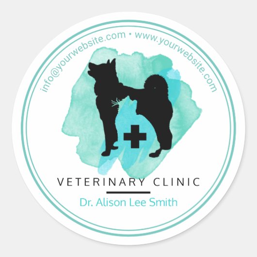 Veterinair klinisch kruis ronde sticker (Voorkant)
