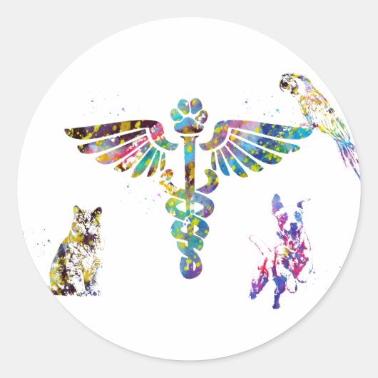 Veterinair klinisch symbool ronde sticker (Voorkant)