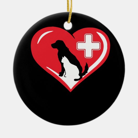 Veterinair liefdeskarton en hond-dierentuin keramisch ornament (Voorkant)