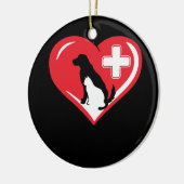 Veterinair liefdeskarton en hond-dierentuin keramisch ornament (Links)