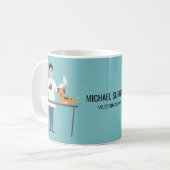 Veterinair Man met dieren en aangepaste tekst Koffiemok (Voorkant links)