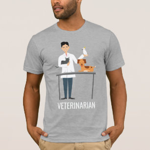 Veterinair Man met dieren en aangepaste tekst T-shirt