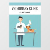 Veterinair Man met kalveren en tekst Raamsticker (Vel)