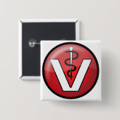 Veterinair medisch symbool vierkante button 5,1 cm (Voorkant /achterkant)