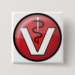 Veterinair medisch symbool vierkante button 5,1 cm