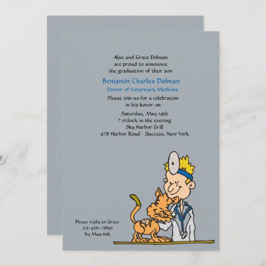 Veterinair met Afstuderen Kat Kaart (Voorkant / Achterkant)