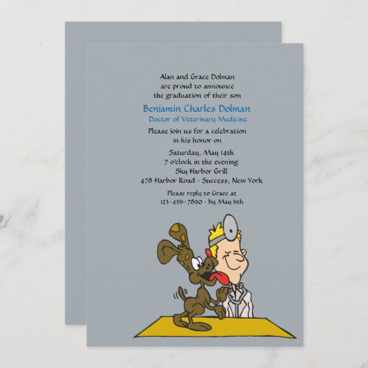 Veterinair met het Afstuderen van de hond Kaart (Voorkant / Achterkant)